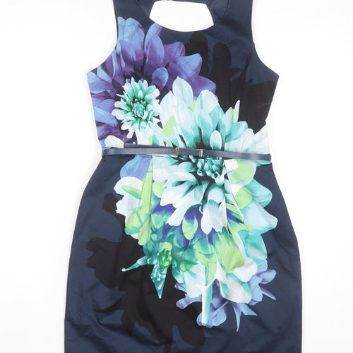Oasis Women's Multicoloured Floral Sheath Dress Size 14
