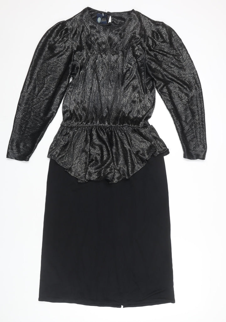 C&A Women's Black Peplum Cocktail Dress, Size 12