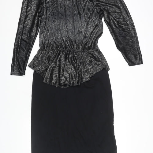 C&A Women's Black Peplum Cocktail Dress, Size 12