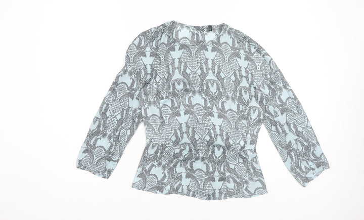 Stile Benetton Women’s Blue Geometric Blouse XS