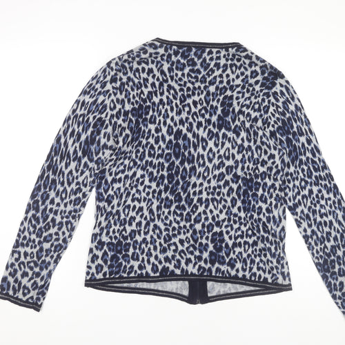 Gerry Weber Women Blue Cardigan Size 8 Animal Print