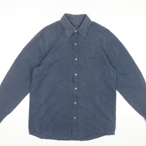 Principles Men's Blue Long Sleeve Button-Up Shirt - S