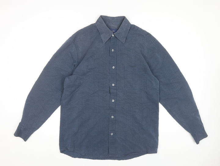 Principles Men's Blue Long Sleeve Button-Up Shirt - S
