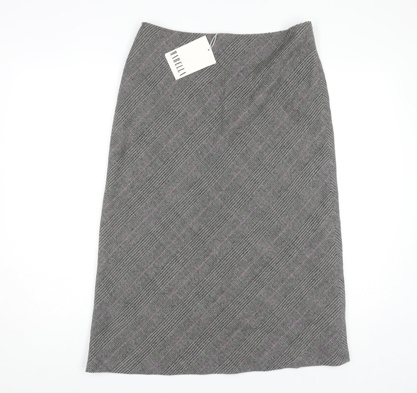 Marella Women's Grey Check Midi Pencil Skirt - Size 12