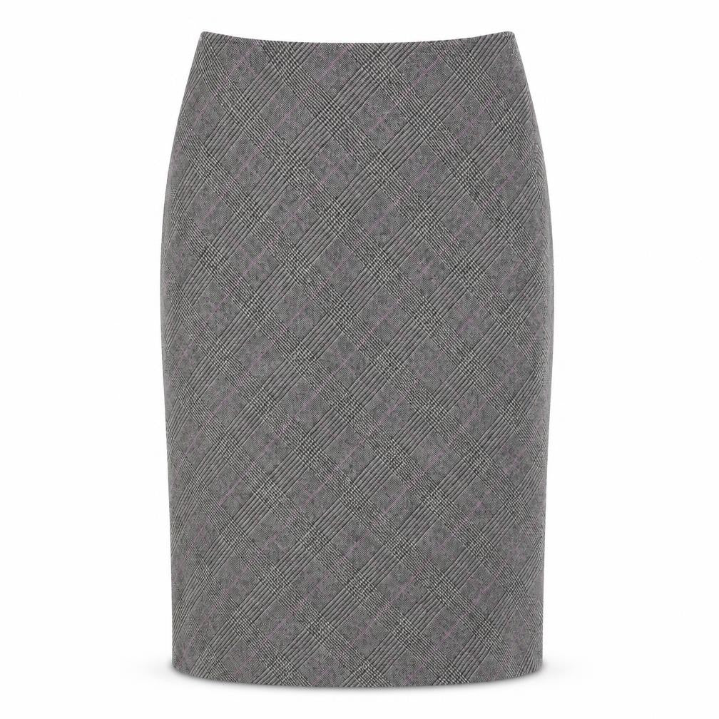 Front view of Marella Women's Grey Check Midi Pencil Skirt -, size 12