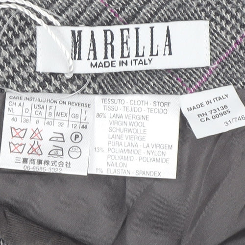 Marella Women's Grey Check Midi Pencil Skirt - Size 12