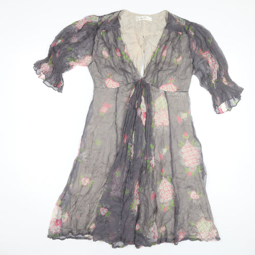 Topshop Women's Multicoloured Floral A-Line Dress, Size 10
