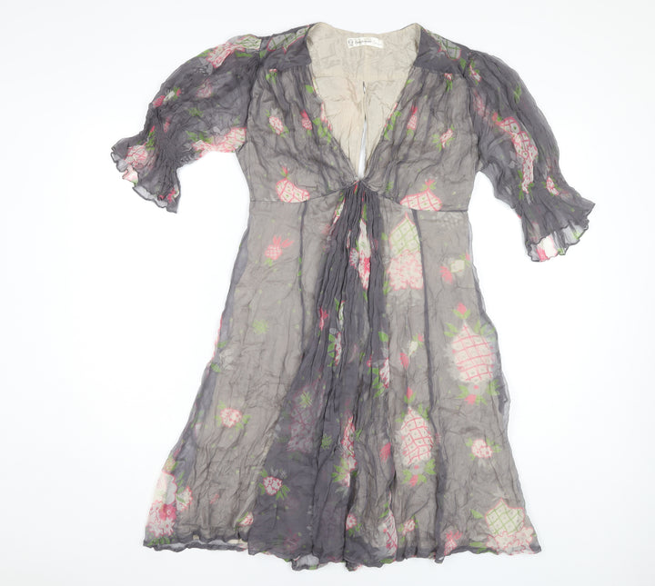 Topshop Women's Multicoloured Floral A-Line Dress, Size 10