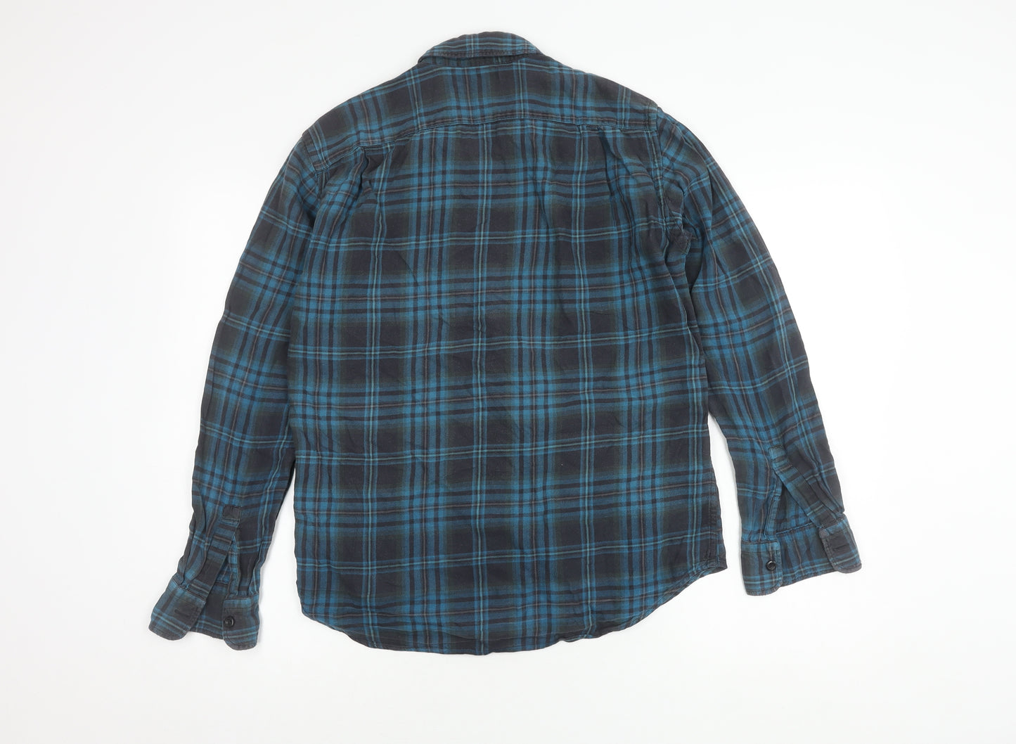 Uniqlo Men's Blue Plaid Flannel Button-Up Shirt S