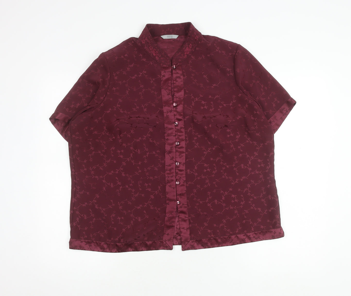 Marks and Spencer Women's Red Floral Blouse, Size 18