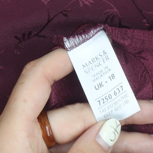 Marks and Spencer Women's Red Floral Blouse, Size 18