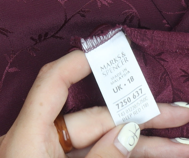 Marks and Spencer Women's Red Floral Blouse, Size 18