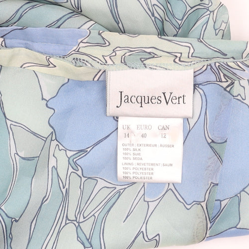 Jacques Vert Women's Blue Silk Floral Midi Skirt