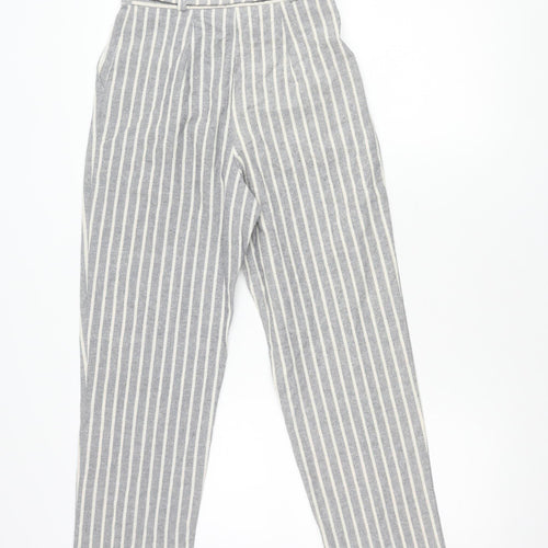 Topshop Women's Grey Striped Paperbag Trousers Size 6