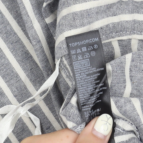 Topshop Women's Grey Striped Paperbag Trousers Size 6