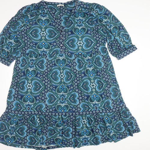 Monsoon Women's Blue M Dress, Geometric, Half Sleeve