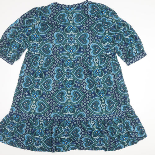 Monsoon Women's Blue M Dress, Geometric, Half Sleeve