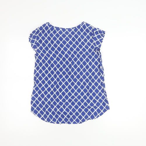Boden Women's Blue Geometric Cap Sleeve Blouse Size 10