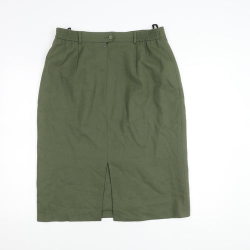 Lucia Women's Green Wool Pencil Skirt, Size 16