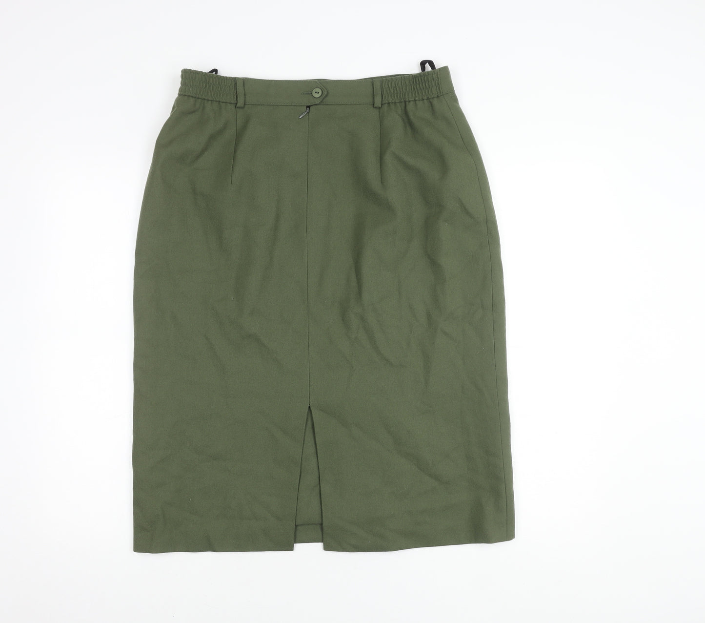 Lucia Women's Green Wool Pencil Skirt, Size 16