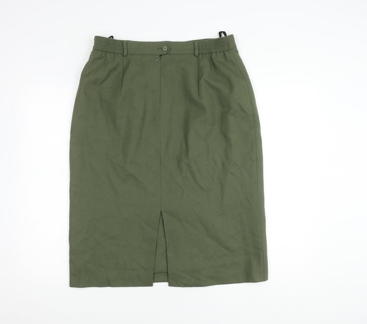Lucia Women's Green Wool Pencil Skirt, Size 16