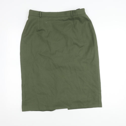 Lucia Women's Green Wool Pencil Skirt, Size 16
