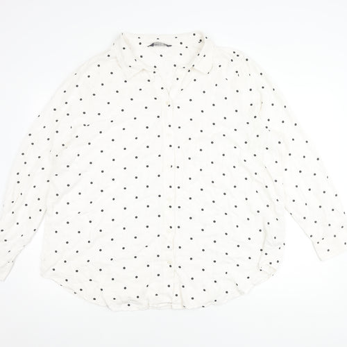Marks and Spencer Women's Ivory Polka Dot Button-Up Shirt UK 22