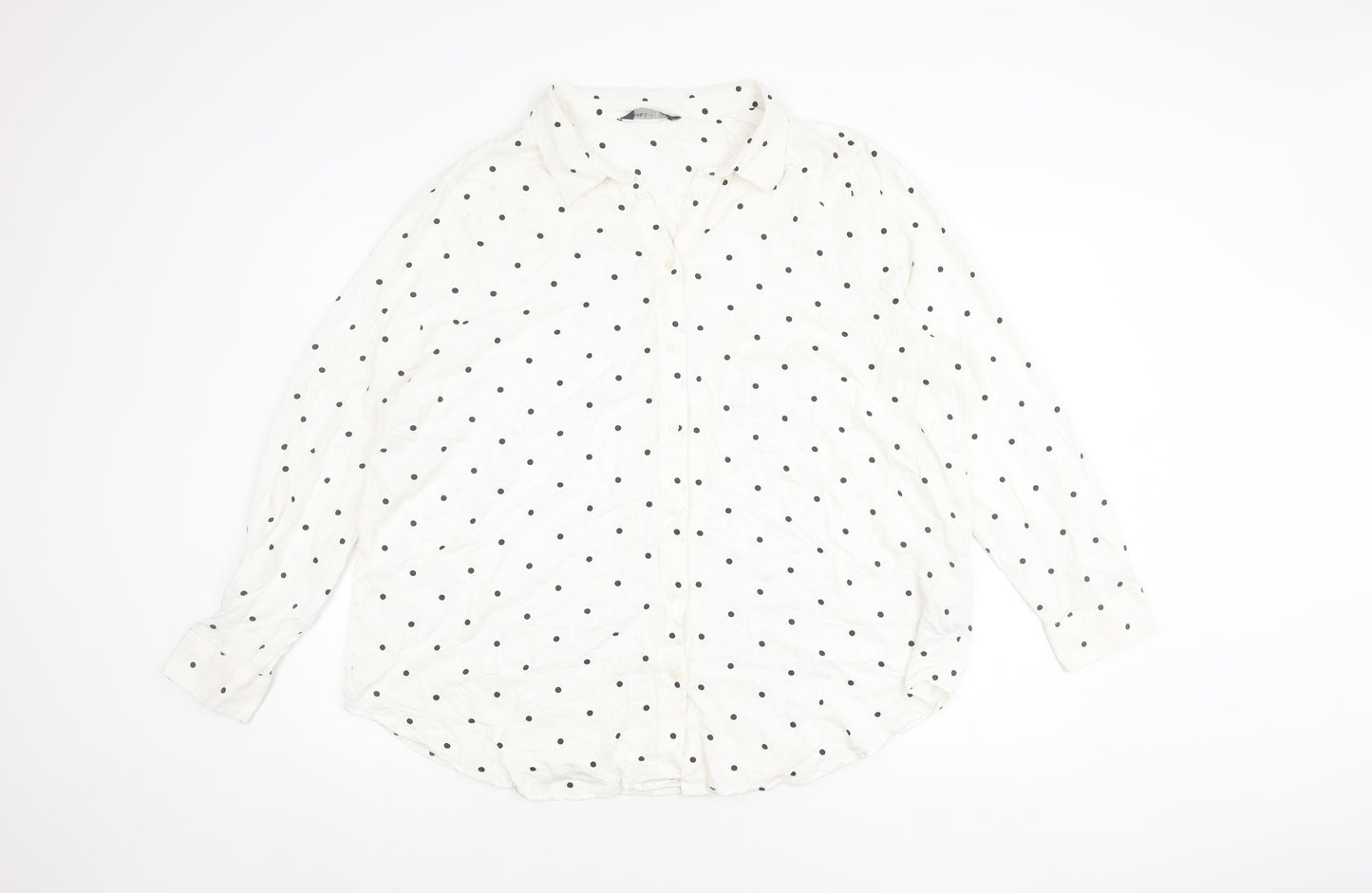 Marks and Spencer Women's Ivory Polka Dot Button-Up Shirt UK 22