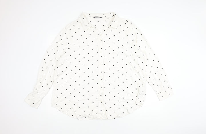 Marks and Spencer Women's Ivory Polka Dot Button-Up Shirt UK 22