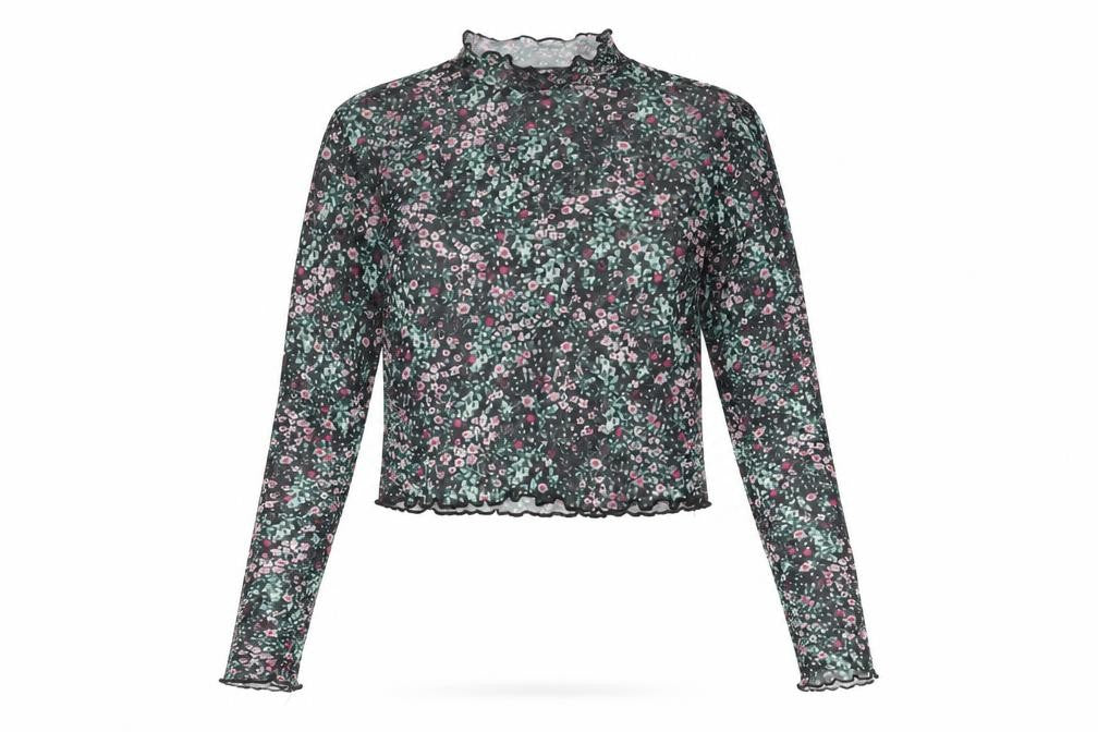 Pull&Bear Women's Floral Cropped Top, Size 8