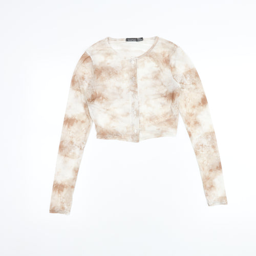 Boohoo Women's Multicoloured Cropped Tie-Dye Top Size 8