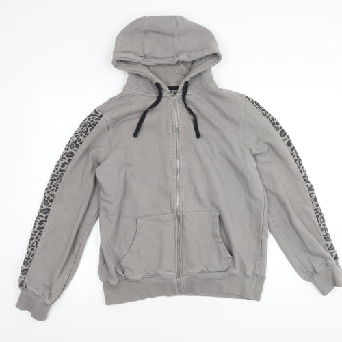 Fluid Women's Grey Animal Print Hooded Jacket, Size 16