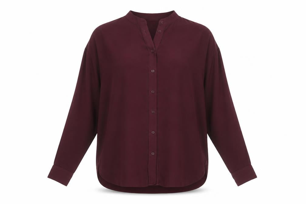 Front view of Warehouse Women's Purple Button-Up Shirt, size 12