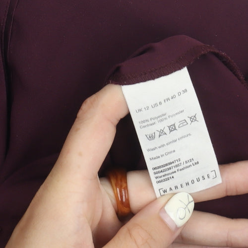 Warehouse Women's Purple Button-Up Shirt Size 12