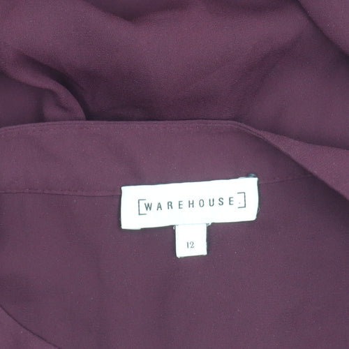 Warehouse Women's Purple Button-Up Shirt Size 12