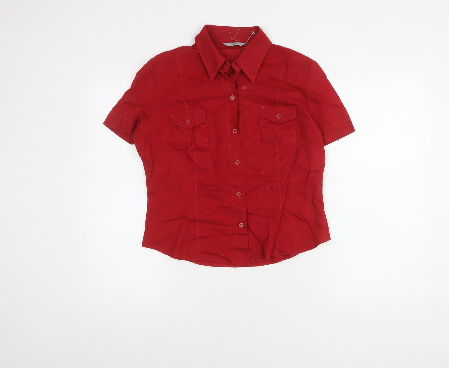 Marks and Spencer Women's Red Button-Up Shirt Size 14