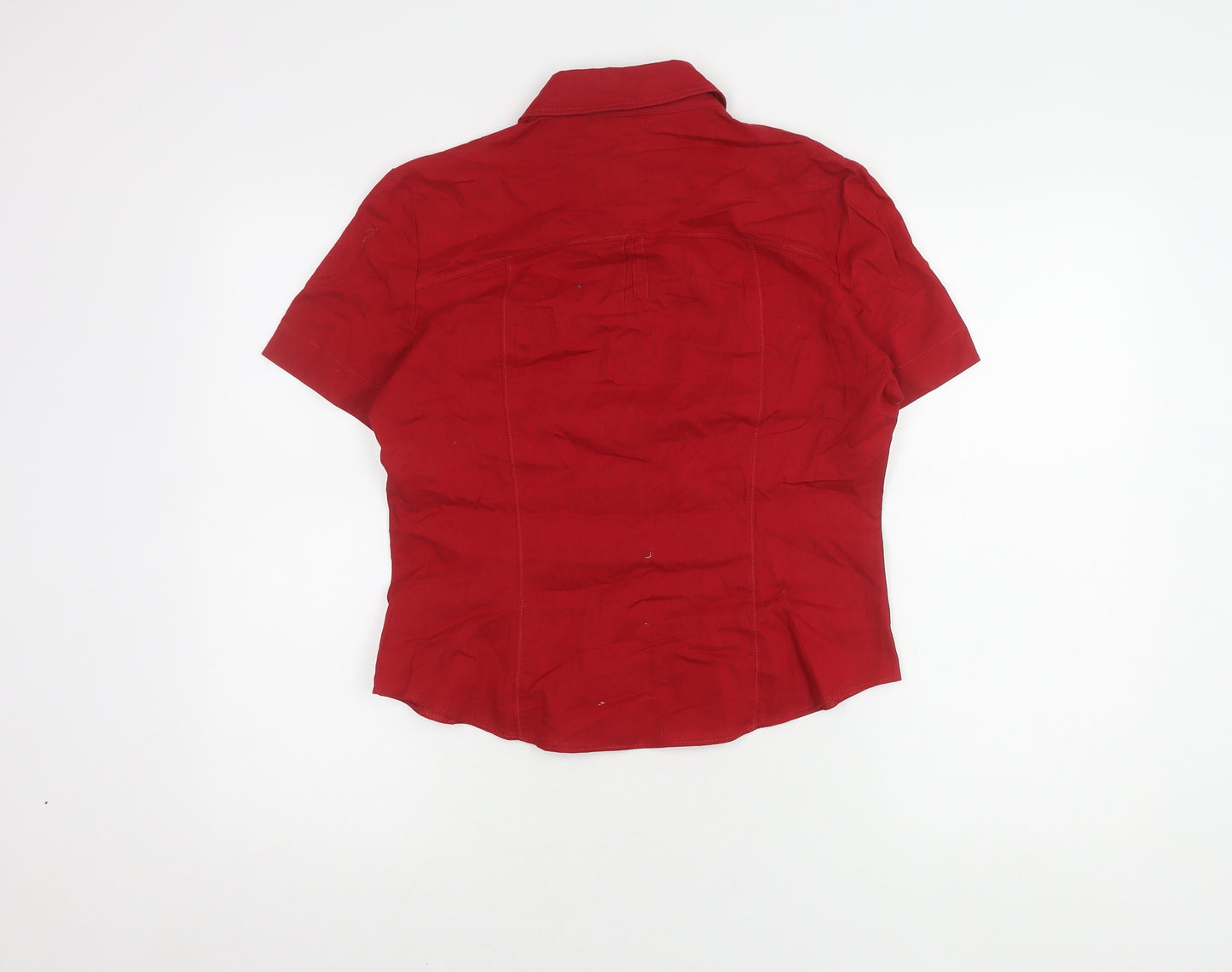 Marks and Spencer Women's Red Button-Up Shirt Size 14