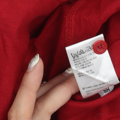 Marks and Spencer Women's Red Button-Up Shirt Size 14
