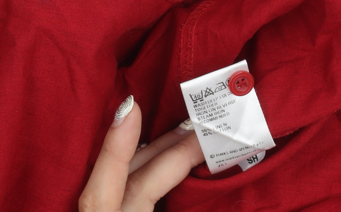 Marks and Spencer Women's Red Button-Up Shirt Size 14