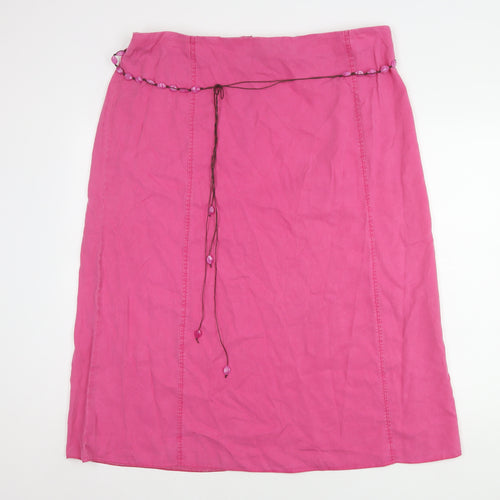 Ann Harvey Women's Pink Midi Skirt with Beaded Accents