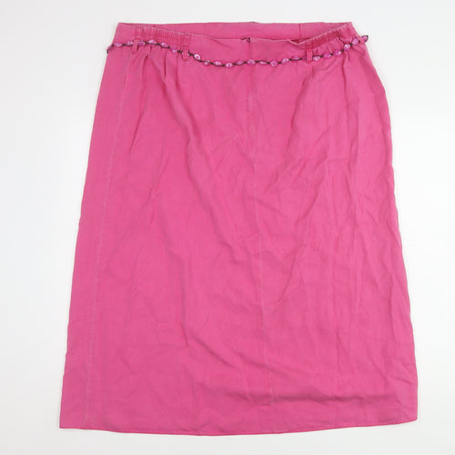 Ann Harvey Women's Pink Midi Skirt with Beaded Accents