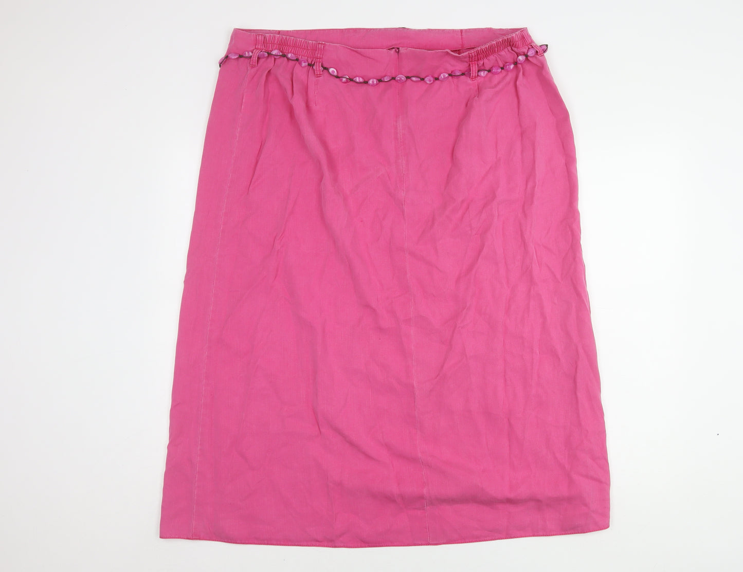 Ann Harvey Women's Pink Midi Skirt with Beaded Accents