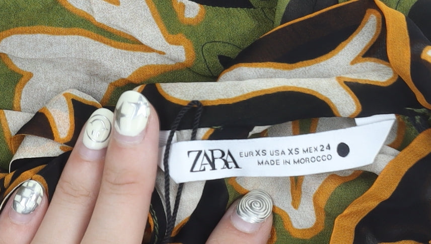 Zara Women's Multicoloured Blouse XS Long Sleeve