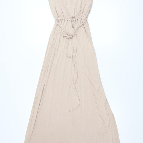 Warehouse Women's Beige Long High Neck Dress Size 8