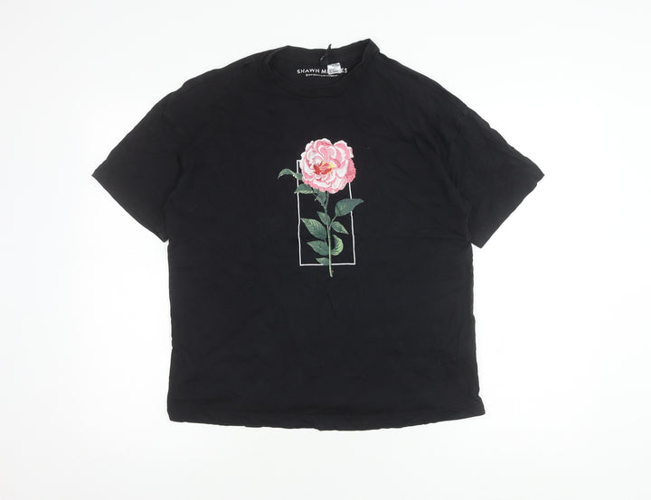 H&M Unisex Black Concert Embroidered T-Shirt Size S
