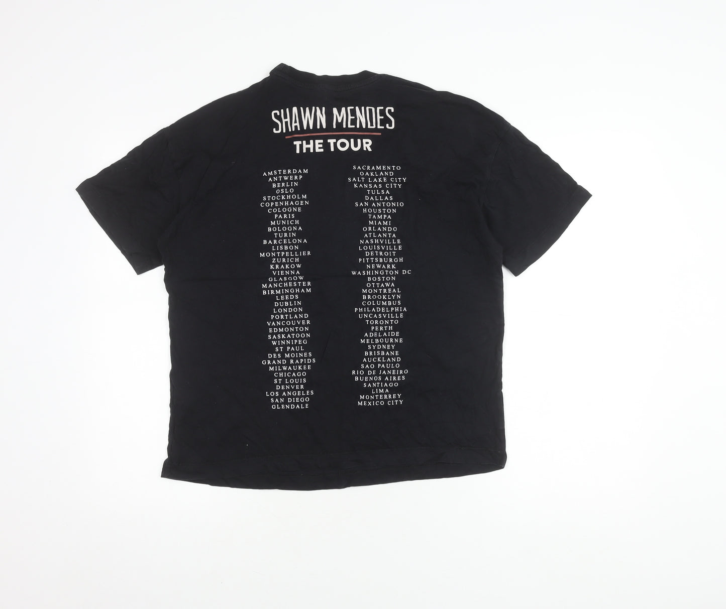 H&M Unisex Black Concert Embroidered T-Shirt Size S