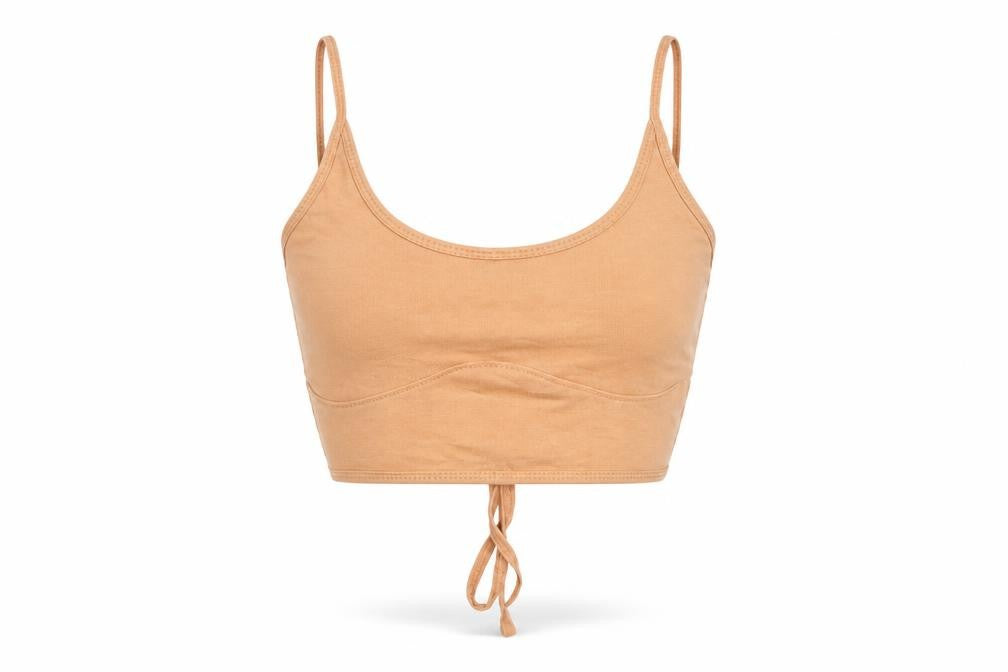 Front view of PRETTYLITTLETHING Women's Beige Camisole Tank Top -, size 6