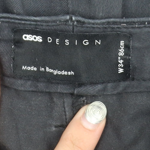 ASOS Design Black Chino Shorts for Men, Size 34