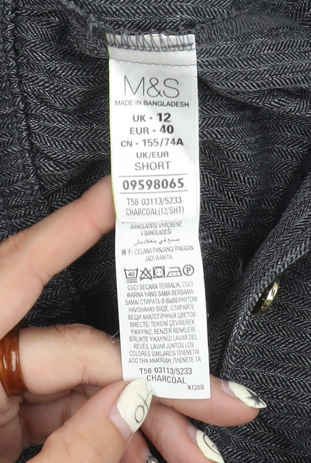 Marks and Spencer Women's Grey Herringbone Trousers