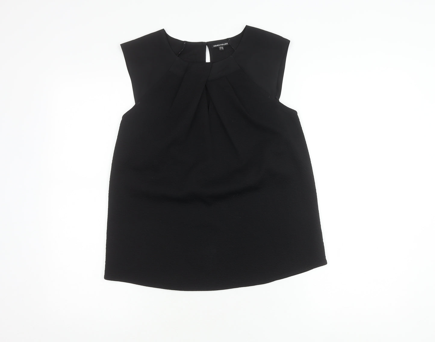 Warehouse Women's Black Blouse, Size 12, High Neck, Casual
